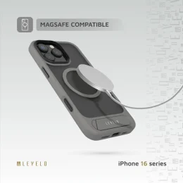 قاب ماتئو با دستگیره پایه پایین برای iPhone 16 PRO MAX- GRY - برند لِوِلو Levelo