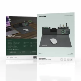 GREEN LION MOUSE PAD WIRELESS CHARGER- GRAY