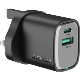 Wall Charger Supra GN33W1C1AUKBK - 33W GaN Dual-Port, Black Grey