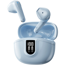Lancaster Wireless Earbuds, Bluetooth 6.0, 13H Playtime, Touch Control, Dual-Mic Clear Calls, LED Display - Blue
