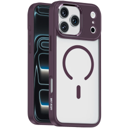 Titan MagSafe iPhone 18/17 Pro Case - Metal Buttons, Burgundy