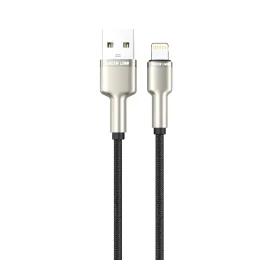 GN10BRU2LBK] کابل آلیاژ روی بافته شده USB-A به لایتنینگ 10 وات 1M - مشکی - برند گرین لاین Green lion