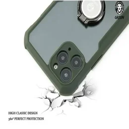 قاب ضد ضربه محکم و شیک سبز با حلقه برای iPhone 12 PRO MAX 6.7 اینچی - سبز - برند گرین لاین Green lion