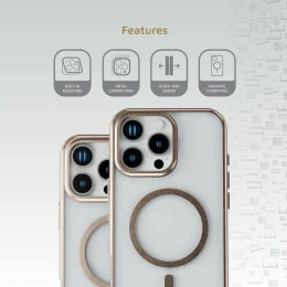 کیف ELIO PC با پایه حلقه دوربین برای iPhone 16 PRO - ROSE GOLD TITANI - برند لِوِلو Levelo