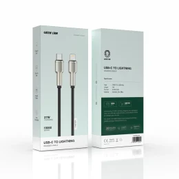 کابل آلیاژ روی بافته شده USB-C به لایتنینگ 27 وات 1M - مشکی - برند گرین لاین Green lion