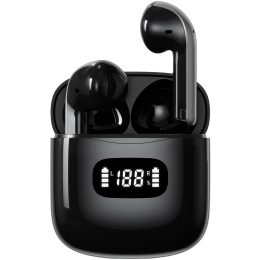 Carlton Wireless Earbuds, Bluetooth V6.0, 12Hrs Playtime, Dual-Mic Clear Calls - Black