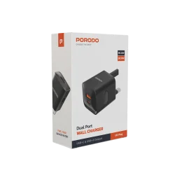 شارژر بریتانیایی PD+QC 20W - مشکی - برند پرودو Porodo