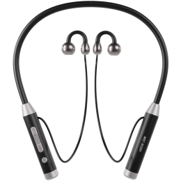 Clip Fit OWS Neckband Earbuds, 30 Hours Playtime, Bluetooth V5.4, TF Card Playback, Built-In Flashlight - Black