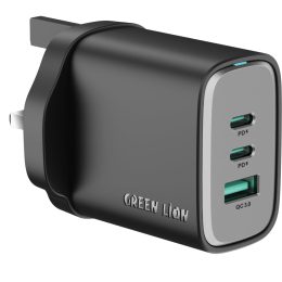 Wall Charger GNS65W2CAUKBK - 65W GaN, 2 USB-C & 1 USB-A, Black