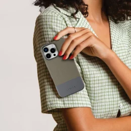 کیف چرمی CUIR TWO TONE برای iPhone 16 PRO MAX- GRAY - برند لِوِلو Levelo