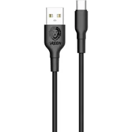 کابل پی وی سی سبز TYPE-C 3M 2A - مشکی - برند گرین لاین Green lion