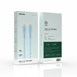 GREEN LION USB-C TO LIGHTNING  SILICONE CABLE - BLUE