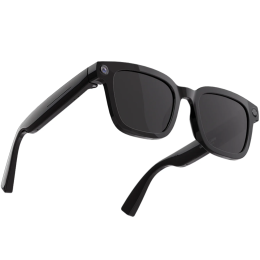 Denver AI Smart Glasses with Transparent Lens, 5H Runtime, 1200P HD Video, Voice Assistant, Real-Time Translation - Black