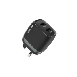 GREEN 2USB 2.4A CHARGERS+USB-MICRO CABLE 1M UK PLUG DARK GREEN