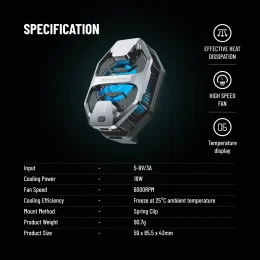 PORODO GAMING صفحه نمایش LED خنک کننده تلفن - خاکستری - برند پرودو گیمینگ Porodo gaming