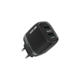 GREEN 2USB 2.4A CHARGERS+USB-IPH CABLE 1M EU PLUG DARK GREEN