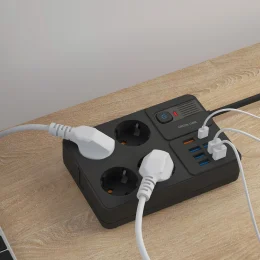 GREEN LION POWER SOCKET 7 USB-A PORT & 1 PD PORT - BLACK