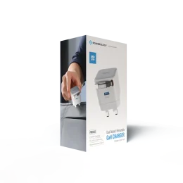 شارژر دو پورت GAN PD35W با کابل جمع شونده - سفید - برند پاورولوژی Powerology