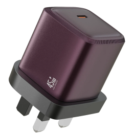 G-Charge Series UK Plug USB-C Wall Charger, 45W PD Fast Charging - Burgundy