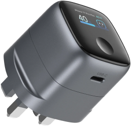 PRIME AVS TFT Wall Charger GaNStorm Technology, USB-C Output, PD 65W, TFT Dynamic Display - Grey